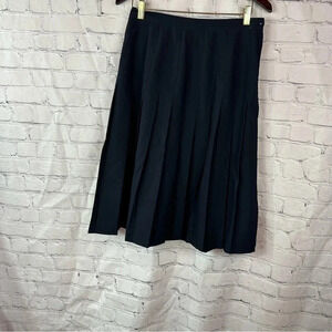 vintage enrico fratelli navy pleated midi skirt sz 10 minimalist classic office